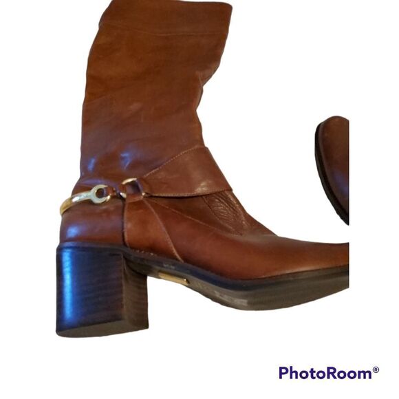 TRUTH OR DARE BY MADONNA SHOES, ERMINIDE OVER THE KNEE TAN LEATHER 9M - Picture 5 of 9